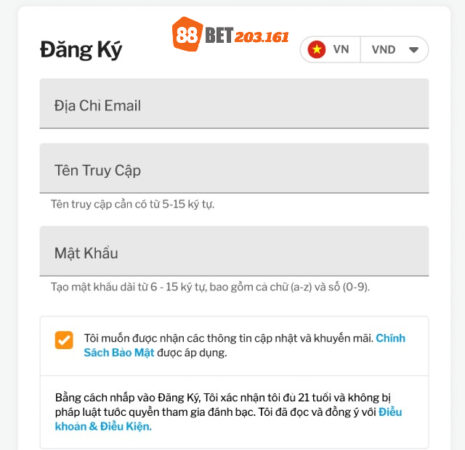 Hướng dẫn đăng ký 88BET